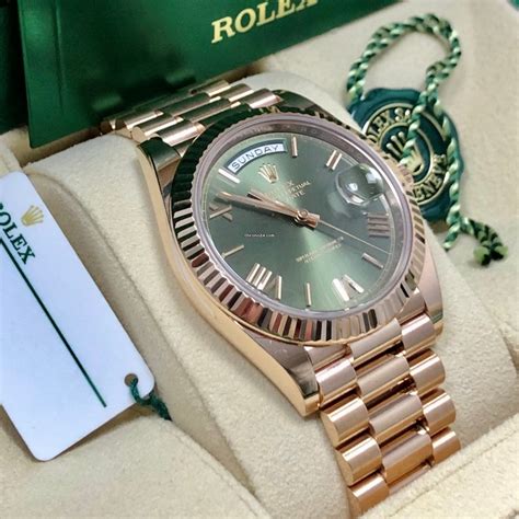 rolex day date rose gold green dial kopen|Rolex rose gold presidential 41mm.